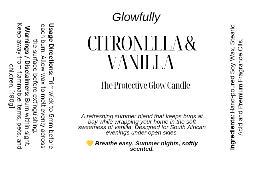 Citronella & Vanilla Soy Candle