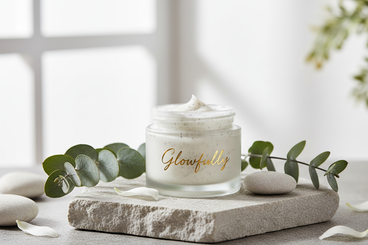 Face scrub with a name tag "Glowfully"
